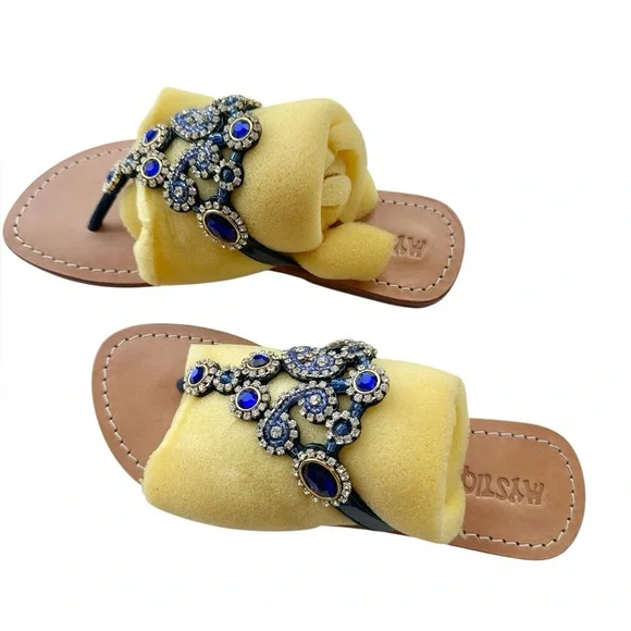 Mystique Boutique Boca Raton  Blue Beaded Sandals, brand new, never worn - Picture 13 of 16